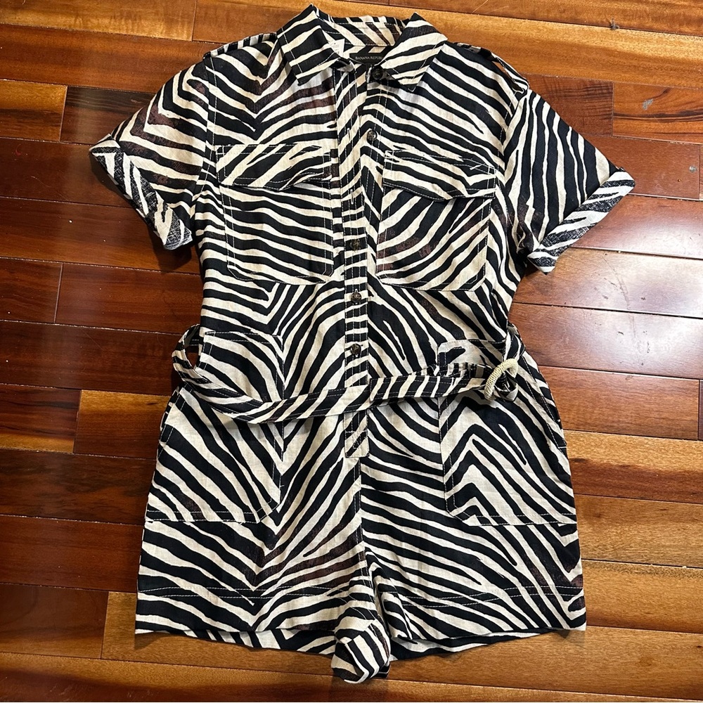Banana Republic New Zebra Print Short Sleeve Romper